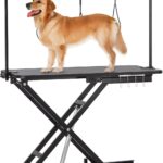 47 in Electric Dog Grooming Table - Heavy Duty, Height Adjustable Pet Grooming Table w/Leveling Wheels, Dog Grooming Arm, Non-Slip Rubber Surface, Max Load 264 LBS, Black