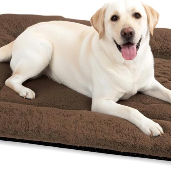 ZENGAOOU Dog Bed for Crate 42" x 28" for Large Dogs, Washable Plush Dog Crate Mat, XL Dog Kennel Pad, Anti-Slip Soft Sleeping Mat for Pets, Brown