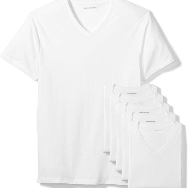 Amazon Essentials Men's V-Neck Undershirt, Breathable, Cotton, Pack of 6