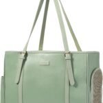 Lasaviin Fashion Dog Purse Pet Carrier Leather Bag for Small Dogs Cats Puppy, Portable Tote Bag Airline Approved Soft-Sided Carriers (Green)