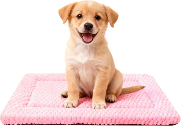 Dog Bed Mat,Reversible & Ultra Soft Kennel Pad-Machine Washable Pet Bed for Dogs & Cats-All-Weather Crate Liner for Crates,Carriers & Travel (Pink, 24" L x 18" W x 1.5" Th)