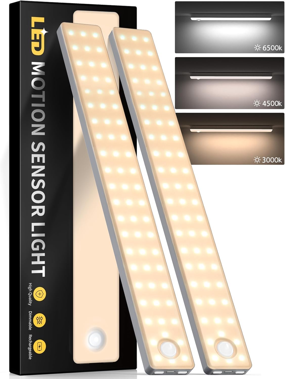 Under Cabinet Lighting, 3 Color Temperatures Motion Sensor Light Indoor 2 Pack, USB Rechargeable Battery Operated Closet Lights, Wireless Dimmable LED Cabinet Lights, Under Counter Light for Kitchen Under Cabinet Lighting, 3 Color Temperatures Motion Sensor Light Indoor 2 Pack, USB Rechargeable Battery Operated Closet Lights, Wireless Dimmable LED Cabinet Lights, Under Counter Light for Kitchen