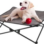 KingCamp Elevated Dog Bed for Medium Dogs, Raised Outdoor Indoor Portable Cooling Cot Lifted Pet Hammock off Ground with Washable Breathable Mesh & Frame with Non Slip Foot for Camping Backyard, Black