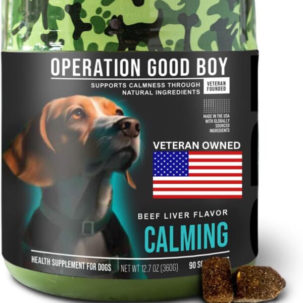 Operation Good Boy Calming Chews for Dogs, Stress Relief Chews with Chamomile & Tryptophan for Relaxation  90 Soft Treats, Natural Ingredients, Veteran Owned - Beef Flavored