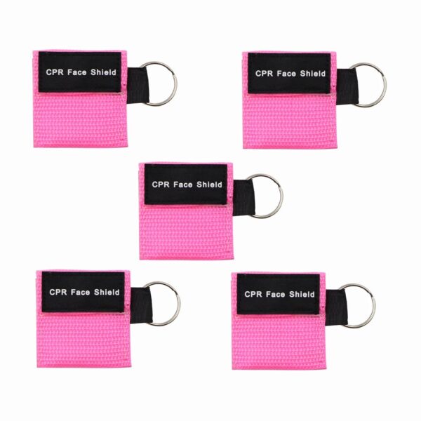 Pack of 5pcs CPR Face Shield Mask Keychain Keying CPR Face Shields Pocket Mask (Pink-5)
