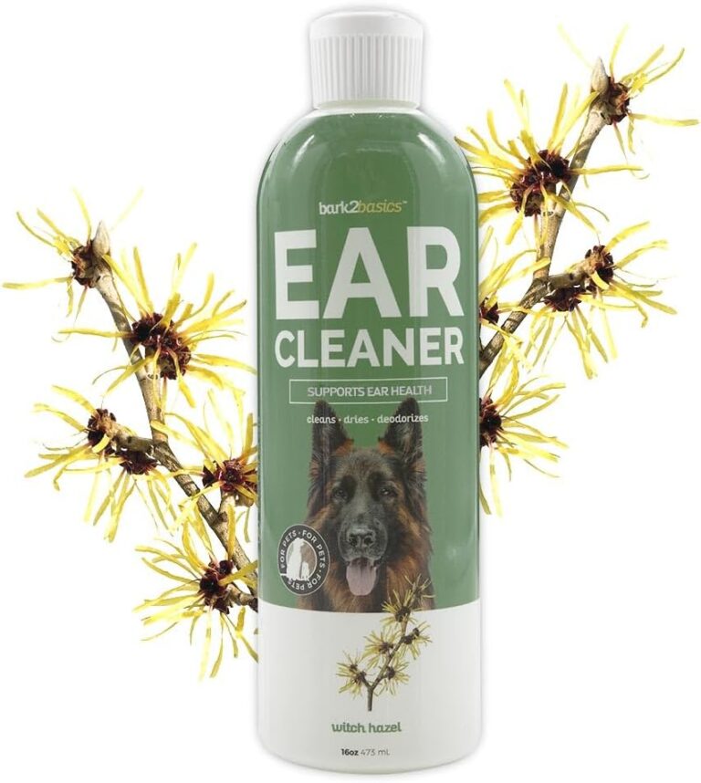 Bark2Basics Dog Ear Cleaner, 16 oz - All Natural, Witch Hazel, Gentle Aloe Vera and Chamomile Extract Base, Breaks Through Tough Wax