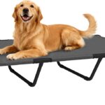 PawHut Elevated Dog Bed, Outdoor Dog Bed for Large Breeds, Easy to Assemble, No Tools Required, Portable Raised Pet Cot with Steel Frame and Breathable Mesh, Gray, 60" L