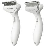 Taomypets Self Cleaning Grooming Rake Brush for Shedding Gently Removes Loose Undercoat Mats Tangled Deshedding Grooming Tool for Dogs Cats Extra Wide (White)