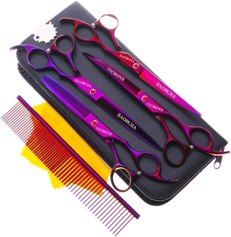 PET Professional PET Dog Grooming Coated Titanium Scissors Suit Cutting&Curved&Thinning Shears (7.0 inches, Purple)