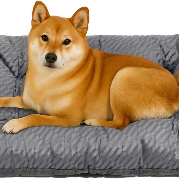 FUNNY FUZZY 3523 Washable Dog Crate Bed,Orthopedic Cushion Mattress for Large Dogs-Fits 36 Inch Dog Crates, Reversible,Durable & Comfortable Pet Bed,L,Charcoal Grey