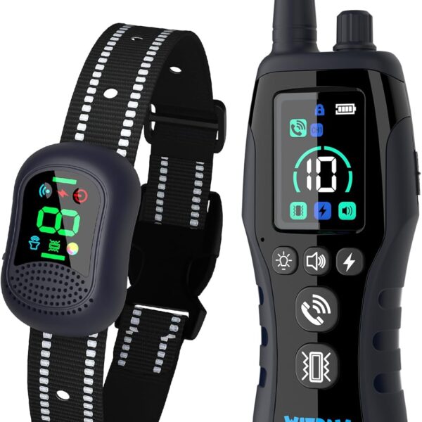 Dog Shock Collar, 4900FT Dog Training Collar with Call Function & LED Light, IP67 Waterproof Rechargeable E-Collar for Dogs 10-120Ibs, 4 Training Modes for All Breeds