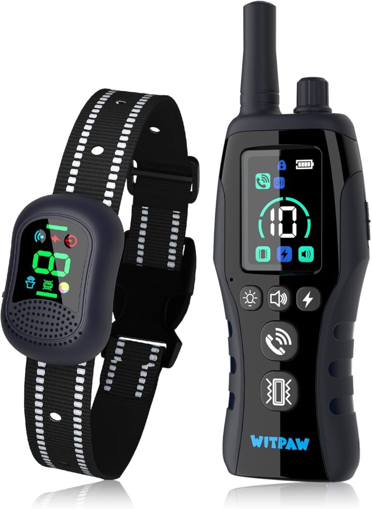 Dog Shock Collar, 4900FT Dog Training Collar with Call Function & LED Light, IP67 Waterproof Rechargeable E-Collar for Dogs 10-120Ibs, 4 Training Modes for All Breeds