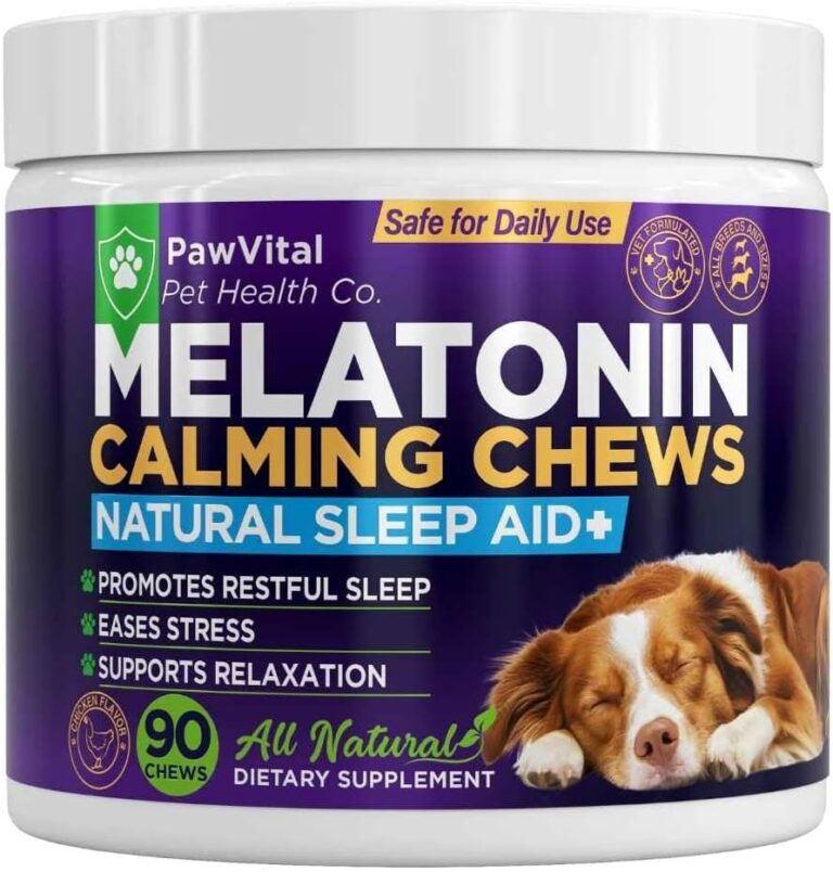 Melatonin Calming Chews for Dogs  Natural Sleep Aid & Anxiety Relief  Dog Calming Treats with Chamomile, Valerian Root, Ashwagandha & Theanine  90 Soft Chews for Small & Large Breeds