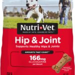 Nutri-Vet Hip & Joint Biscuits for Dogs, Tasty Glucosamine Treat, Puppy Supplements, Dog Joint Supplement, Small Sized Biscuit with 166mg Glucosamine, Puppy Essentials, Peanut Butter Flavor, 16 oz