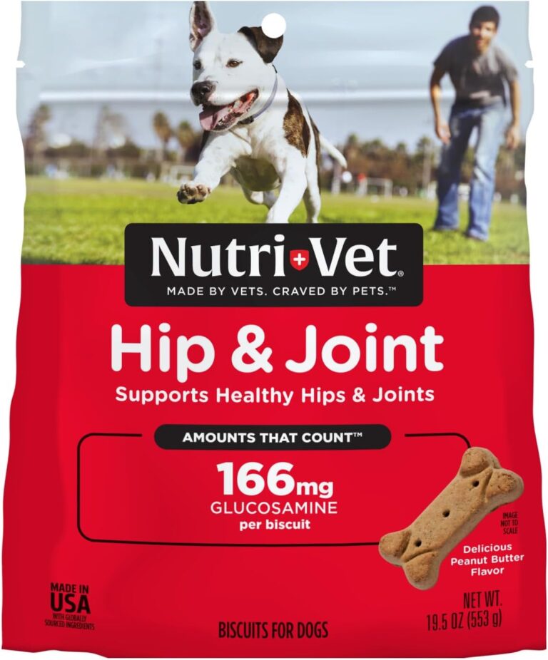 Nutri-Vet Hip & Joint Biscuits for Dogs, Tasty Glucosamine Treat, Puppy Supplements, Dog Joint Supplement, Small Sized Biscuit with 166mg Glucosamine, Puppy Essentials, Peanut Butter Flavor, 16 oz