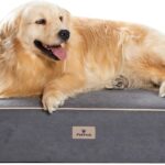Jumbo Orthopedic Dog Bed for Large Dogs - 7-inch Thick Memory Foam Dog Bed with Pillow Removable Cover Machine Washable (Gray | Suede), 50''L x 34''W x 10''Th I Extra Large
