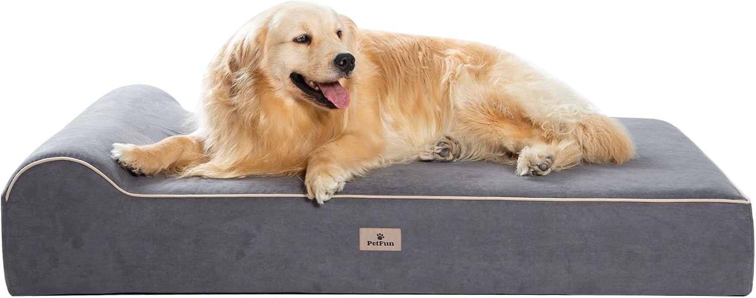 Jumbo Orthopedic Dog Bed for Large Dogs - 7-inch Thick Memory Foam Dog Bed with Pillow Removable Cover Machine Washable (Gray | Suede), 50''L x 34''W x 10''Th I Extra Large Jumbo Orthopedic Dog Bed for Large Dogs - 7-inch Thick Memory Foam Dog Bed with Pillow Removable Cover Machine Washable (Gray | Suede), 50''L x 34''W x 10''Th I Extra Large