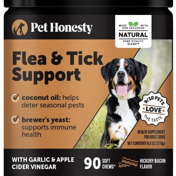 Flea and Tick Prevention for Dogs Supplement - Natural Flea and Tick Chews for Dogs, Oral Pills with No Harsh Chemicals, Natural Way to Enjoy The Outdoors - Bacon (90 Count)