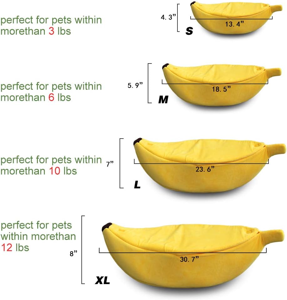 Petgrow Cute Banana Cat Bed House Extra Large Size, Christmas Soft Cat Cuddle Bed, Lovely Pet Supplies for Cats Kittens Rabbit Small Dogs, Yellow Petgrow Cute Banana Cat Bed House Extra Large Size, Christmas Soft Cat Cuddle Bed, Lovely Pet Supplies for Cats Kittens Rabbit Small Dogs, Yellow