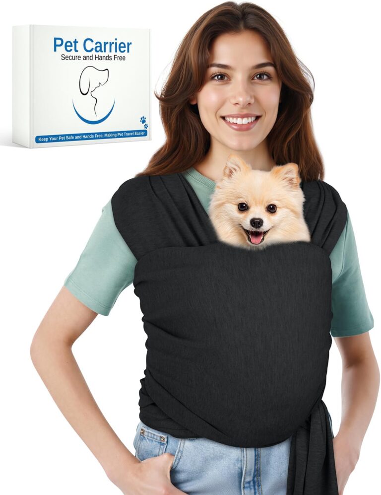 Snqqmtt Dog Sling Swaddle Carrier for Small Dog, Cat Front Carriers for Small Pet up to 20lbs, Puppy Pouch with Adjustable Straps, Hands Free Pet Sling, Anti Anxiety Puppy Sling (Black)