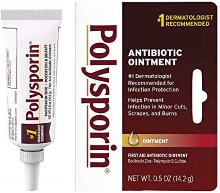 Polysporin First Aid Topical Antibiotic Skin Ointment with Bacitracin Zinc & Polymyxin B Sulfate, for Infection Protection & Wound Care, Neomycin-Free, Travel Size, 0.5 oz