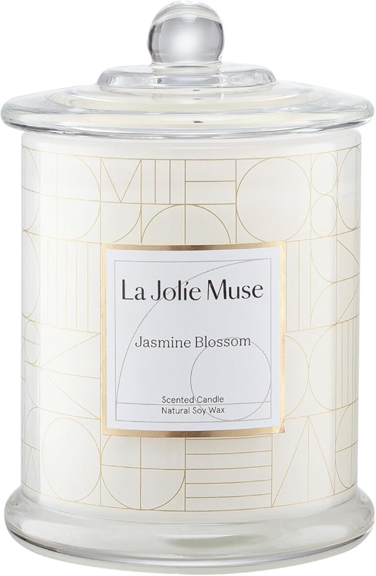 LA JOLIE MUSE Jasmine Candle, Mothers Day Gifts Candles for Women with Gift Box, Scented Candles for Home Scented, Luxury White Natural Soy Candle, 70 Hours 10 oz