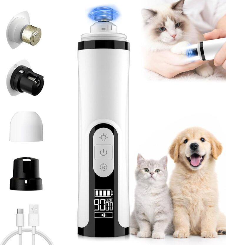 Dog Nail Grinder Upgraded  Gentle Paw Grooming & Smoothing, 3 Speed Dog Nail Trimmers & Dog Nail Clippers with Display, 2 LED & 3 Grinding Ports Ideal for Small/Medium/Large Dogs, Cats/Other Animals