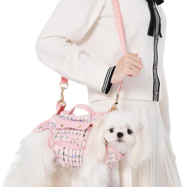 Wakytu Dog Lift Harness Dog Carrier Dog VES Harness Adjustable Dog Leash with Small Puppy Treat BagPink,XS
