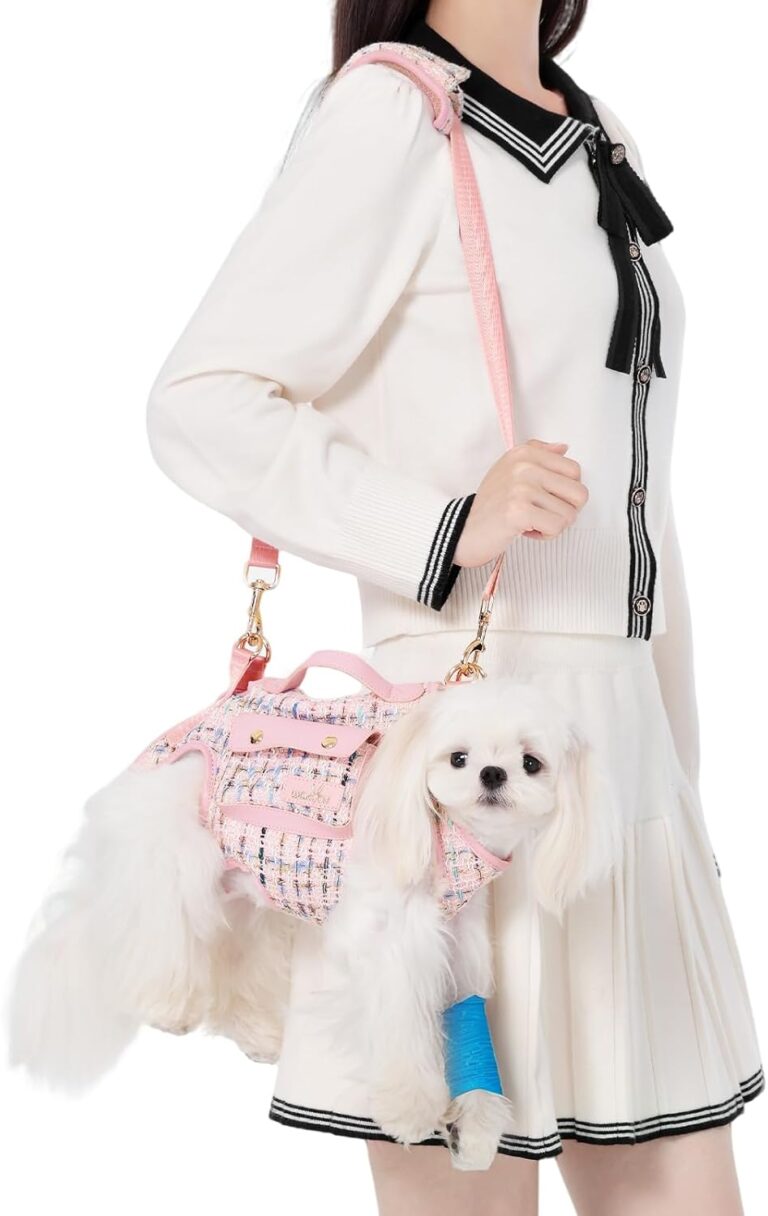 Wakytu Dog Lift Harness Dog Carrier Dog VES Harness Adjustable Dog Leash with Small Puppy Treat BagPink,XS