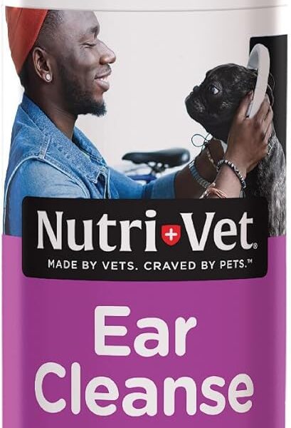 Nutri-Vet Ear Cleanse for Dogs, Liquid Ear Cleanser with Soothing Aloe and Salicylic Acid, Removes and Cleans Wax, Dirt, and Debris, Deodorizes, and Itch Relief, Gentle Veterinarian Formulated, 8oz