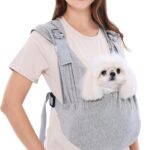 Supet Dog Carrier Sling for Small Dogs, Front Facing Cat Sling Carrier Chest, Hands Free Pet Sling Carrier, Adjustable Dog Front Carrier, Reducing Back Pain