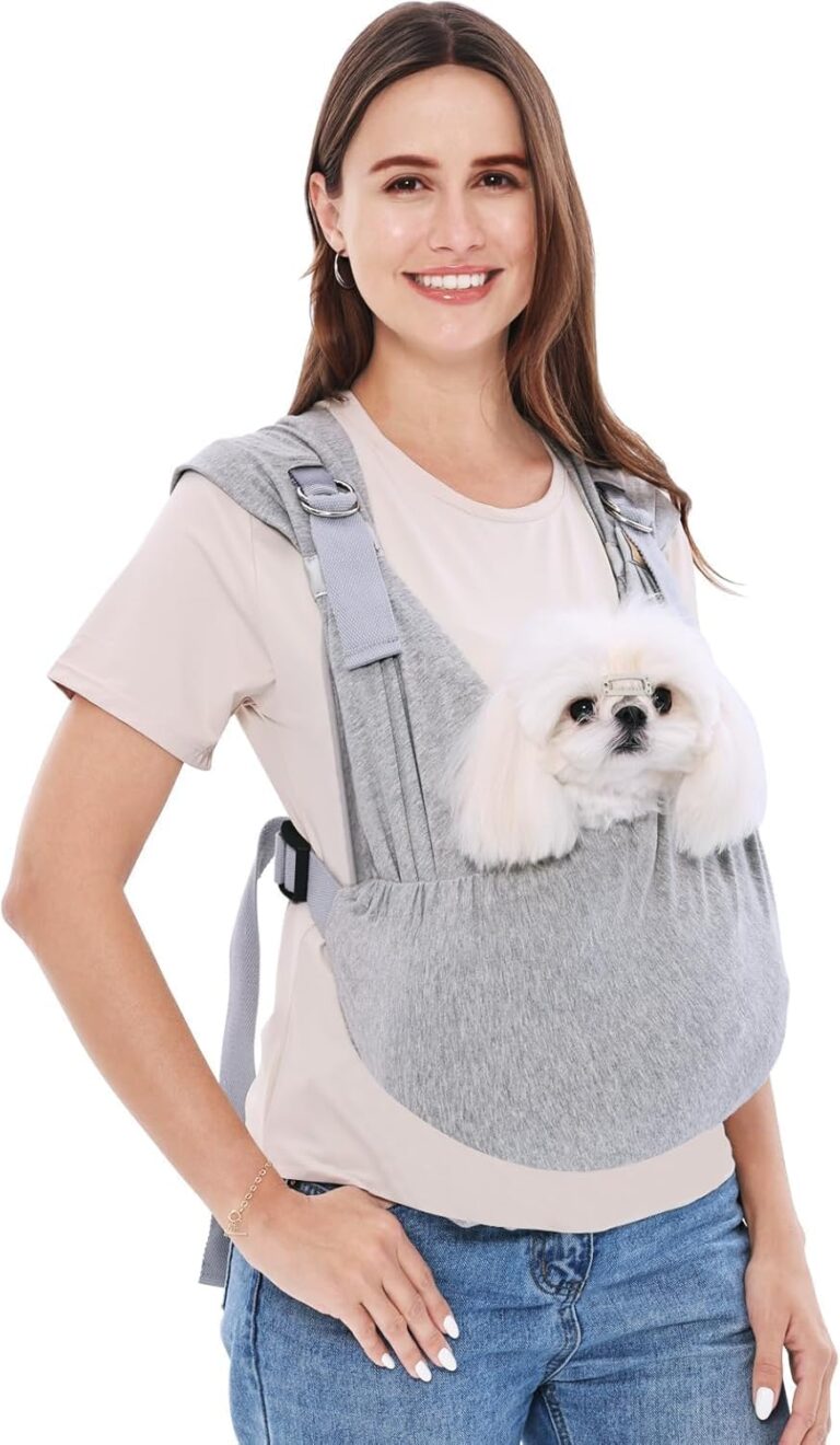 Supet Dog Carrier Sling for Small Dogs, Front Facing Cat Sling Carrier Chest, Hands Free Pet Sling Carrier, Adjustable Dog Front Carrier, Reducing Back Pain