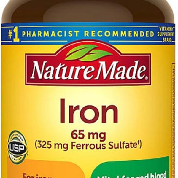 Nature Made Iron 65 mg (from Ferrous Sulfate) Tablets for Red Blood Cell Formation (365 ct.).