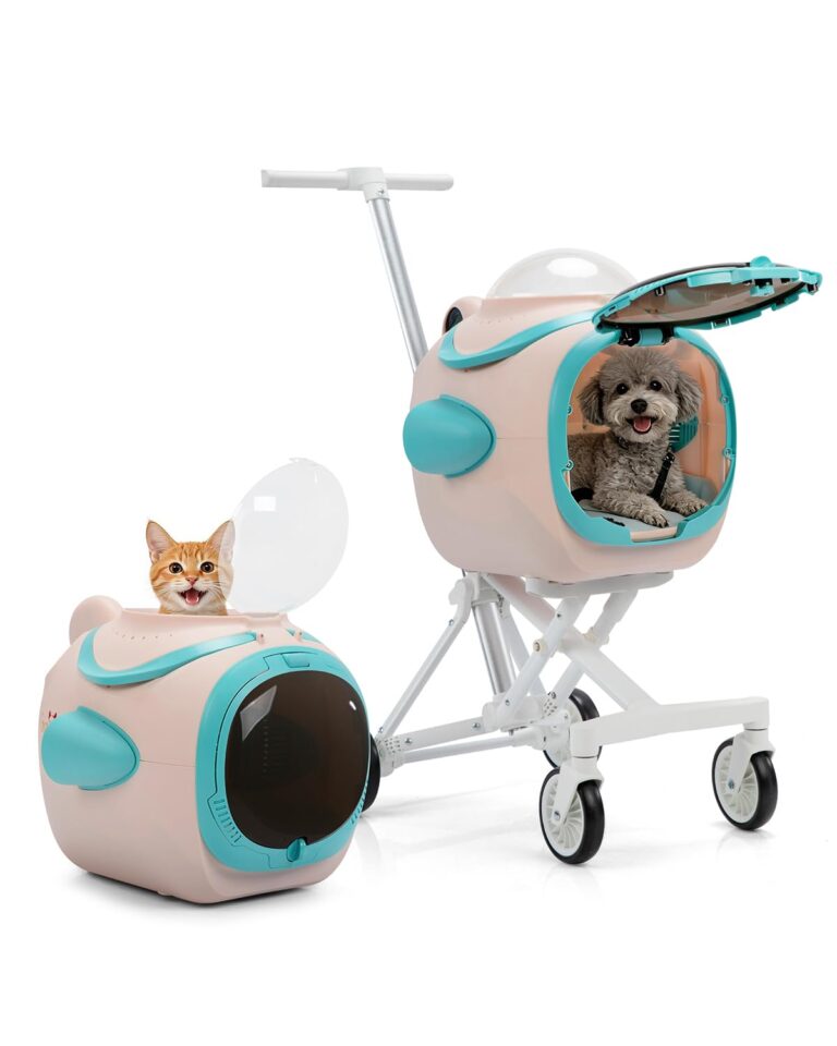 COZIWOW Dog Stroller for Dogs and Cats, Foldable 4-Wheel Pet Stroller with Temperature Display | Ventilation Fan | Anti-Irritation Design | Night Light | Cat Strollers for Daily Walks & Outdoor Use