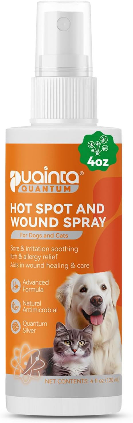 Hot Spot Spray for Dogs, Upgraded Quantum Silver Skin Spray for Dogs, Itch Relief and Hot Spot Treatment for Dogs, Supports Skin Infections and Irritations for All Animals, 4oz Hot Spot Spray for Dogs, Upgraded Quantum Silver Skin Spray for Dogs, Itch Relief and Hot Spot Treatment for Dogs, Supports Skin Infections and Irritations for All Animals, 4oz