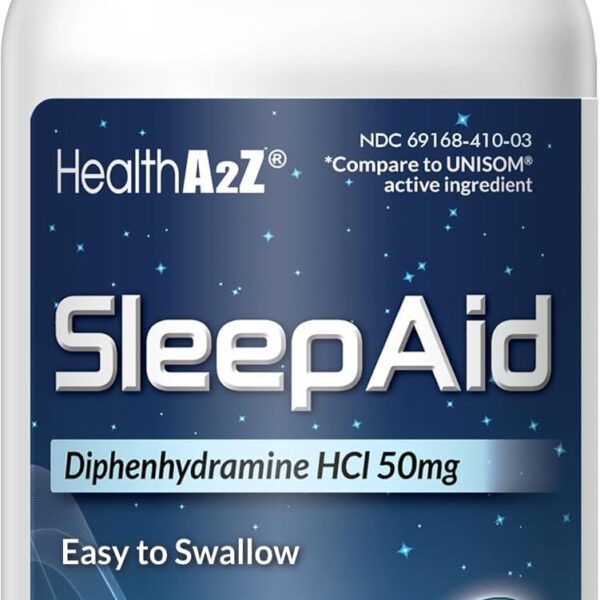 HealthA2Z Sleep Aid, Diphenhydramine Softgels, 50mg, Supports Deeper, Restful Sleeping (250 Counts)