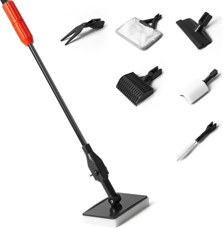 Aquarium Glass Cleaner, 7 in 1 Algae Remover for Fish Tank, Aquarium Cleaning Kit with Long Handle, Aquarium Net, Algae Scraper, Sponge Brush