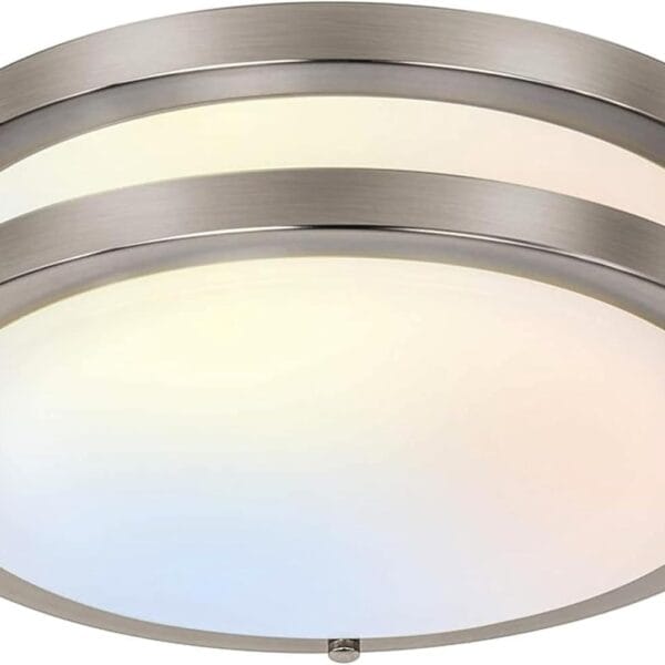 13 inch Flush Mount LED Ceiling Light Fixture, 2700K/3000K/3500K/4000K/5000K Adjustable Ceiling Lights, Brushed Nickel Saturn Dimmable Lighting for Hallway Bathroom Kitchen or Stairwell, ETL Listed