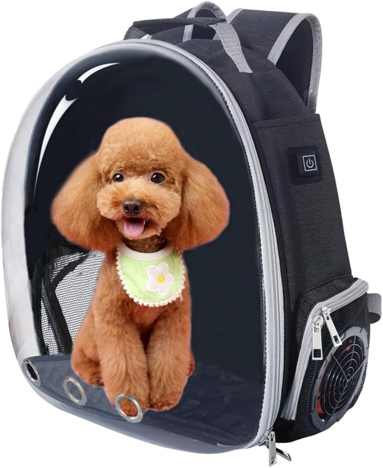 Active Cooling Pet Backpack Carrier with Side Fan,Airline Approved Transparent Bubble Backpack for Cats, Dogs, Puppies Enhanced Ventilation for Travel, Hiking, Camping (Black)