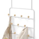 Umbra Estique Over The Door Coat Rack & Multi-Use Organizer, for Coats, Bags, Hats & More, White/Natural