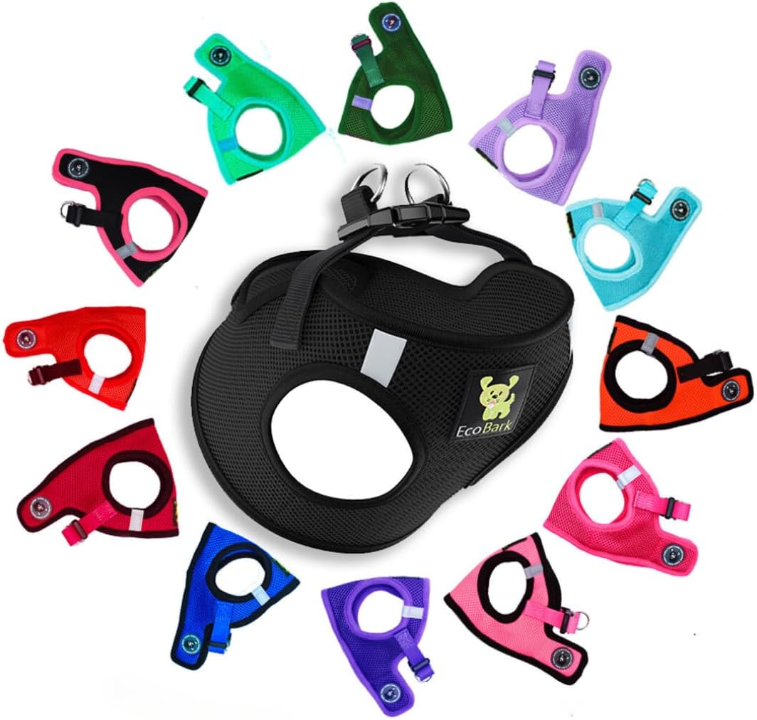 EcoBark Step in Dog Harness - Eco-Friendly Teacup Dog Harnesses for XXS, XS, and Small Dogs - Reflective and Adjustable Mini Body Halter Vest -Tiny Soft Mesh Toy Breed Harness (XXXS, Black) EcoBark Step in Dog Harness - Eco-Friendly Teacup Dog Harnesses for XXS, XS, and Small Dogs - Reflective and Adjustable Mini Body Halter Vest -Tiny Soft Mesh Toy Breed Harness (XXXS, Black)