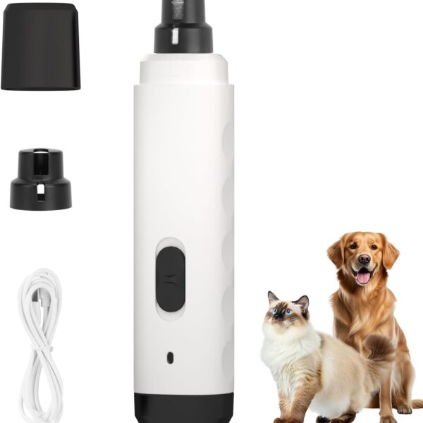 Dog Nail Grinder Quiet, Dog Nail Trimmers, Professional 2-Speed Electric Rechargeable Pet Nail Trimmer Painless Paws Grooming & Smoothing for Small Medium Large Dogs & Cats
