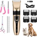 Dog Grooming Kit, Low Noise Professional Dog Grooming Clippers, Dog Hair Trimmer, Rechargeable Cordless Pet Hair Clippers Tools for Dogs Cats Pets