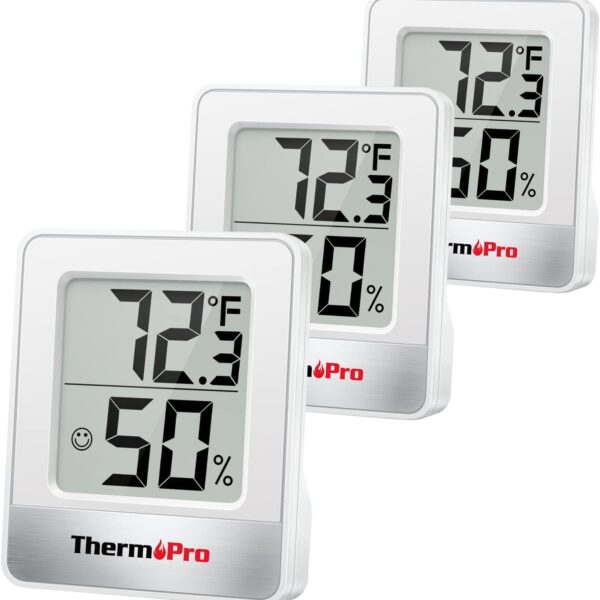 ThermoPro TP49 3 Pieces Digital Hygrometer Indoor Thermometer Humidity Meter Mini Hygrometer with Temperature and Humidity Monitor Outdoor and Room Thermometer Weather Station