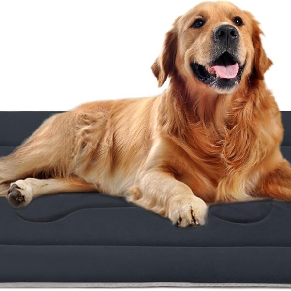 JoicyCo Large Dog Bed Soft Dog Crate Pad Mat 42 in Non-Slip Bottom Washable Dog Sleeping Mattress Pet Beds Cat Bed Kennel Pad, Dark Gray