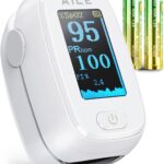 AILE Pulse Oximeter with Fingertip Oxygen Meter, Compact Fingertip Pulse Oximeter - Blood Oxygen/Heart Rate Monitor - 4 Color Screen Display - Including 2AAA Batteries for Athletic & Home