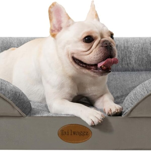 Pet Bed for Large Dogs and Cats, Waterproof Orthopedic Dog Sofa Bed, Supportive Foam Pet Couch Bed with Washable Removable Cover, Waterproof Lining and Nonskid Bottom(Medium, Grey)
