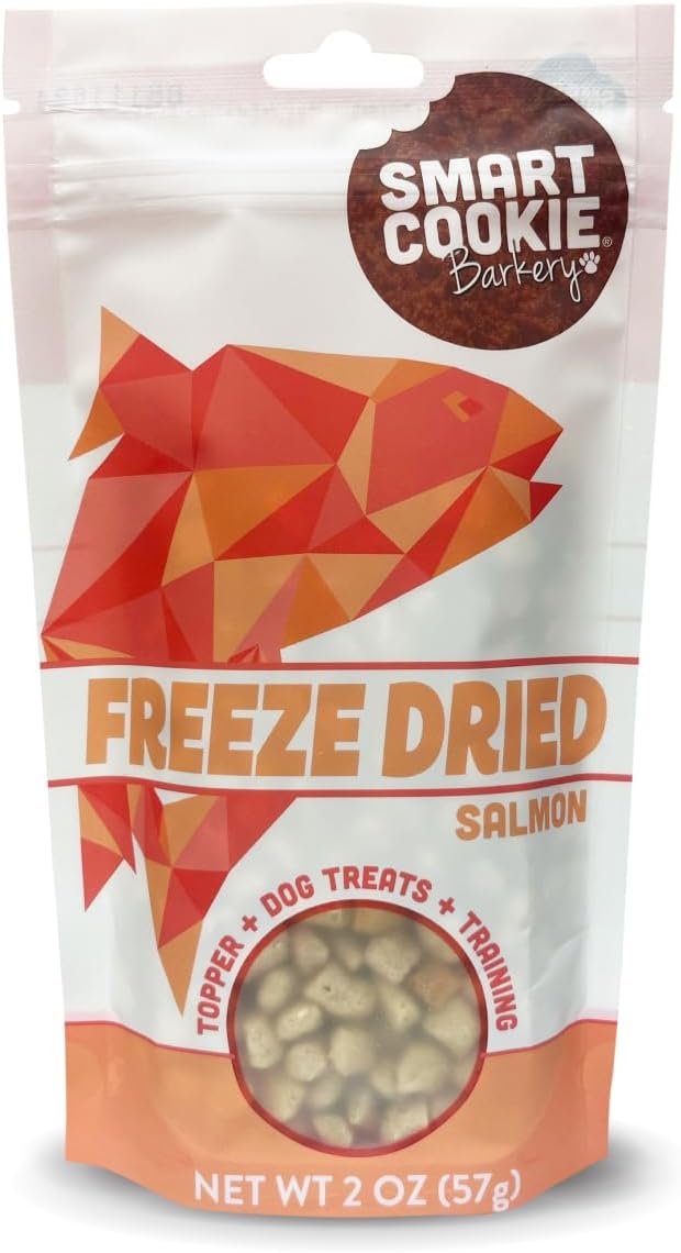 Smart Cookie Freeze Dried Salmon Bites - Single Ingredient Freeze Dried Treats for Dogs - Wild Caught Alaskan Salmon Dog Training Treats & Dog Food Topper - Made in USA - 2oz Bag, 1 Pack
