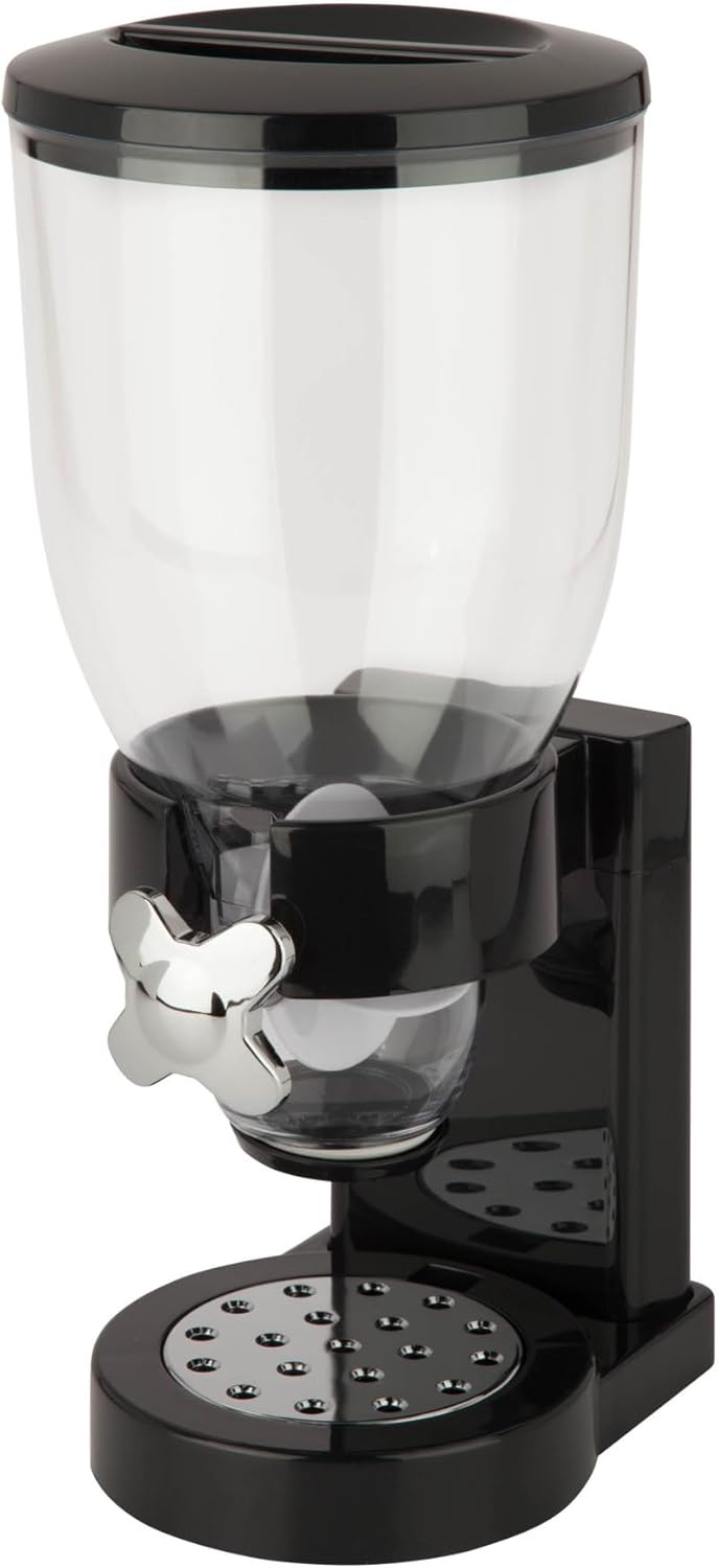 Honey-Can-Do Dry Food Dispenser, Single Control, Black/Chrome