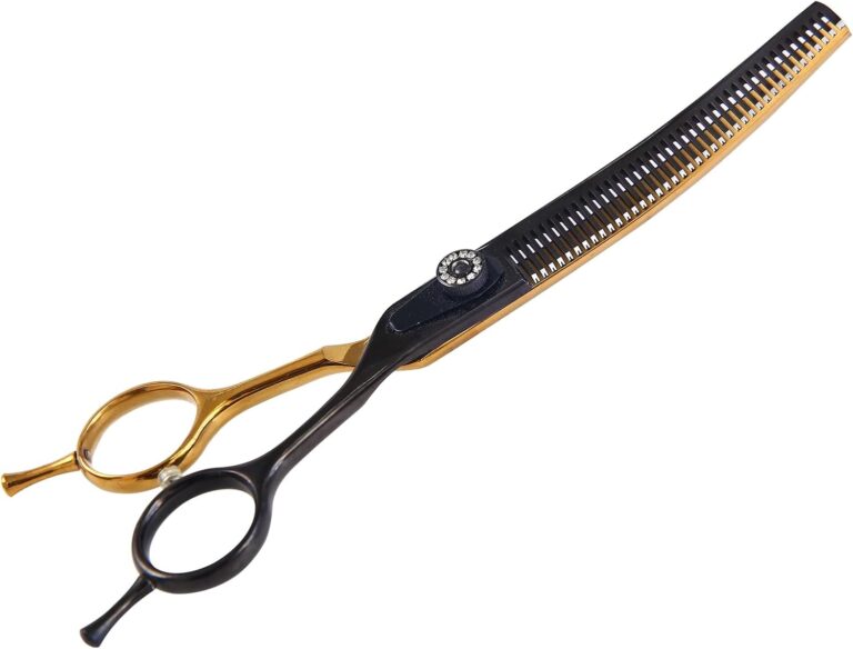 7" Curved Thinner Dog Scissor, Curved Blender Scissors, 40 Teeth, 30% Thinning Rate, Professional Pet Shear for Groomer, Ergonomic Dog Grooming Scissor, Dogs Shear for Grooming